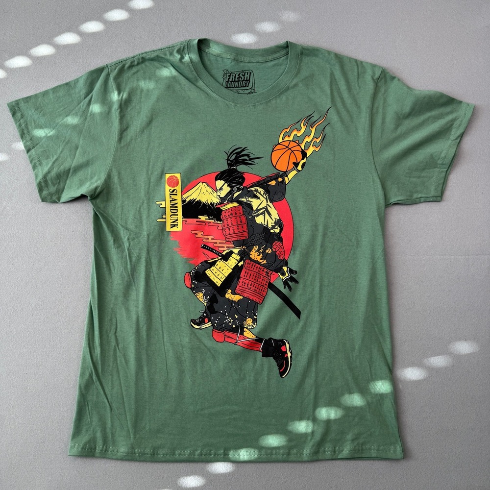 Fresh Laundry Slam Dunk‎ Samurai T-Shirt Mens XL Green Graphic Tokyo Japan Anime